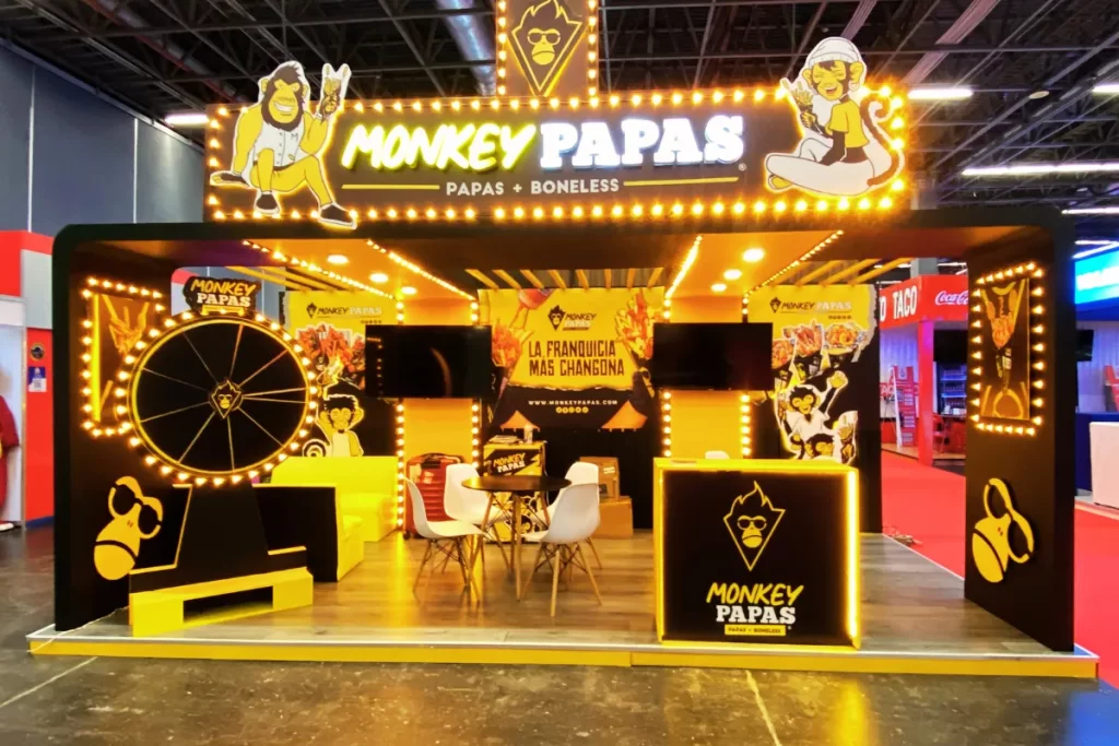 Stand personalizado Espectacular para Monkey Papas en Expo Franquicias Guadalajara 2025 1